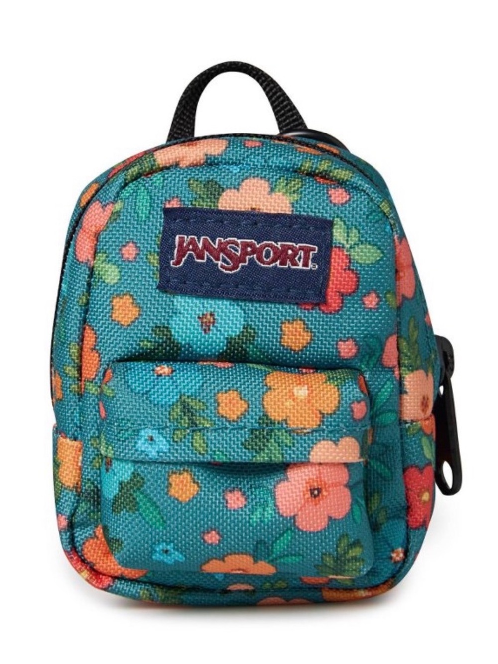 JanSport Teal Floral Mini Backpack Keychain